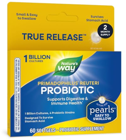 Nature's Way Primadophilus Reuteri Pearls, 60 Count (Packaging May Vary)