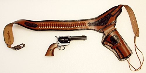 Revolvergürtel Coltgürtel Pistolengürtel mit 24 Dekopatronen aus Messing und Colt Peacemaker
