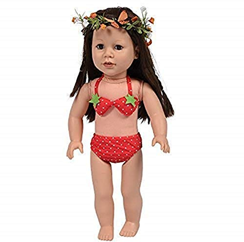 The New York Doll Collection Mignon à Pois Fraise Bikini Set Robe de Maillot de Bain pour Mode Fille Poupées - Vêtements Bain de Poupée - Convient 18 Pouces / 46 cm Poupées - Accessoires de Poupée