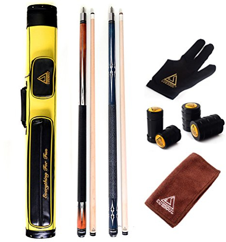 CUESOUL Combo Set Bar Pool Cue Sticks - 2 Cue Sticks Verpackt in 2x2 Hart Pool Cue-Fall(CS-R209-E205-E103)