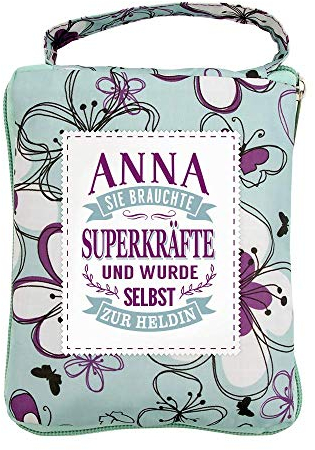 History & Heraldry Design Top Lady Tasche: Anna/Einkaufstasche, Strandtasche, Sporttasche, Blumenmuster/vielseitig, praktisch, personalisiert mit Name und Spruch