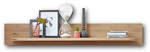 Stella Trading Nature Two Wandboard teil-massiv aus Wildeiche-Bianco - hochwertiges & vielseitig einsetzbares Wandregal - 160 x 25 x 25 cm (B/H/T)