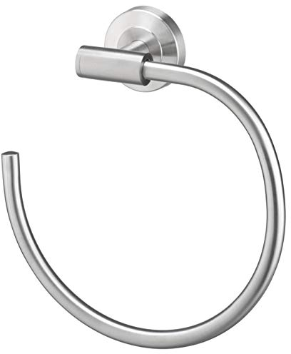 AMARE Handtuchring | silber | Handtuchhalter aus Edelstahl | Kleben oder Bohren | Handtuchspender für Bad und Küche | Handtuchhalterung rund 21 x 21 x 6,5 cm