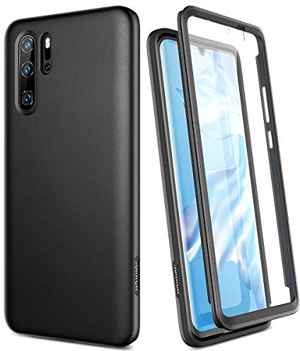 SURITCH Kompatibel mit Huawei P30 Pro Hülle 360 Grad Hüllen mit Integriertem Displayschutz Silikon Komplettschutz Handyhülle Schutzhülle für Huawei P30 Pro Schwarz