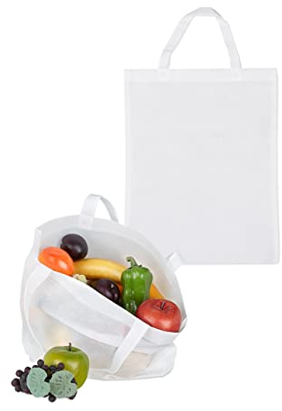 Relaxdays Stoffbeutel 10er Set, unbedruckt, zum Einkaufen, Kurze Henkel, Große Einkaufsbeutel H x B: 49, 5 x 40 cm, Weiß