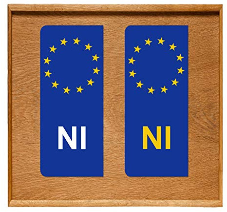 Number Plate Vinyl Stickers United Kingdom - EU Flag - NI -1 x set of 2 by Party Decor