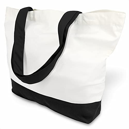 TOPDesign 1 | 3 | 6 | 12 | 24 Pack Super Strong Large 12oz Cotton Canvas Tote Bag, Reusable Grocery Shopping Cloth Bag, Fashionable Two-Tone Tote for Crafts, DIY Your Creative Designs (Pack of 1)