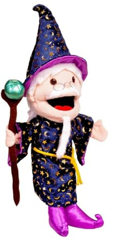 Fiesta Crafts Wizard Hand Puppet, Moving Mouth & Arms for Role Play | Soft & Interactive Wizard Toy, Role Play, Creativity & Sensory Skills, Gift for Boys & Girls Age 3+
