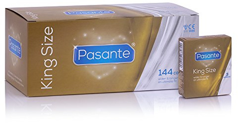 144 Condoms Pasante + Free 3 Pack - CE Approved - Discreet Packaging (King Size)