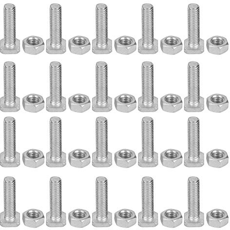 Muttern Schrauben - 20 Satz 22mm M6x22 Schrauben und M6 Mutter Aluminium Muttern & Schrauben Set Werkzeugzubehör für Gewächshaus