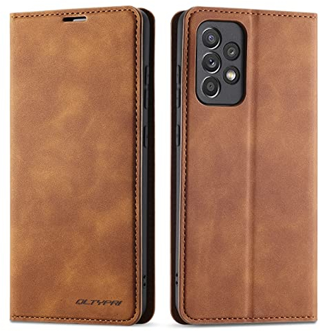 QLTYPRI Hülle für Samsung Galaxy A52 4G/5G,Handyhülle für Samsung Galaxy A52s 5G, Premium Dünne Ledertasche Handyhülle mit Kartenfach Ständer Flip Schutzhülle für Samsung A52/A52S - Braun
