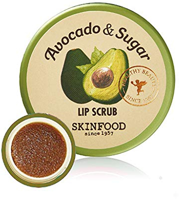 SKINFOOD Avocado Rich Lip Scrub - Exfoliating & Moisturizing, Removes Dead Skin, Plump & Smooth Lips - 14g Jar - Unisex - Dry Skin - Travel Size