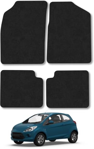 Fits Ford KA (2008-2013) Carpet Car Mats | Black Edge Trim Tailored Fit Floor Mats Full Coverage Protection Accessories Easy Clean Anti Slip Made in the UK