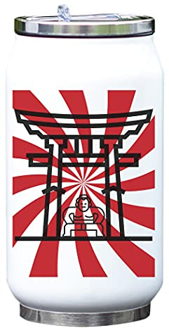 Sumo Wrestler Torii Gate Minimalista Gráfico Vacío Botella Térmica Bebidas Termo Blanco