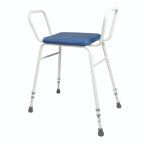 Identitäten, hoher Sitz, gepolstert, Farbe blau, Bequeme Sitzfläche, neigbare Sitzfläche, hilft beim einfachen Aufstehen, Gewicht max. 160 kg, für die Dusche, für den Alltag