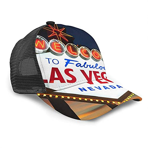 Oaieltj Unisex-Baseballkappe Herren Damen Kinder Mode Baseball Cap Verstellbare Snapback Dad Hat Casual Sonnenhut, Willkommen auf dem Las Vegas Schild, One size