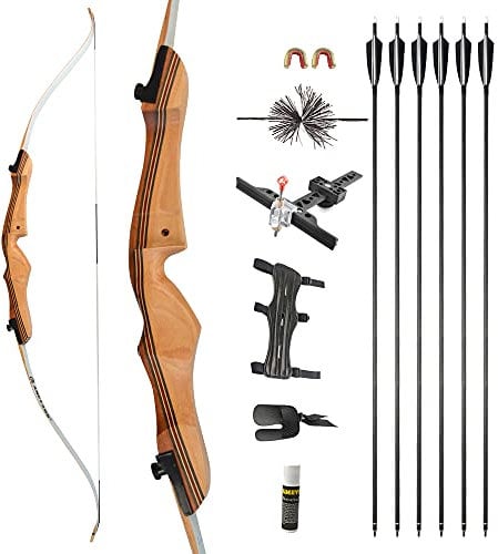 SHARROW 68 Zoll Takedown Recurvebogen Set Erwachsene 16-38 Lbs Anfänger BogenschießEn Bogen Pfeil Set Erwachsene Jagdbogen Sportbogen Recurve Bogen mit 35 Zoll Carbonpfeile Zubehör (Bogenset, 32lbs)