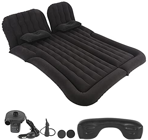 Ejoyous Auto Luftmatratzen-Camping Aufblasbare Matratze Luftmatratze/Luftbett für Auto, mit Pumpe und Kissen, für Entspannung, Reisen, Camping, Pool, Park, Strand, Hof(Black)