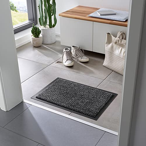 Taracarpet Schmutzfangmatte Azurit - Fußbodenmatte - Fußmatte - Fußabtreter - Anthrazit - modisch meliert - mit Rundum-Gummilippe - 60x80 cm