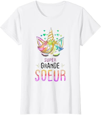 Licorne Filles Super Grande Soeur 2023 Cadeau Soeur T-Shirt