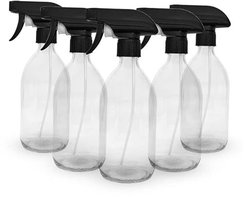 BIOHY Glas Sprühflasche (6er-Set) | Zerstäuber mit verstellbarem Sprühkopf | Nachfüllbare Spray Bottle | Klein & handlich | Perfekt für Reinigungsmittel, Öle & Pflanzen | Haushalt & Garten