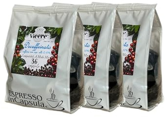 108 Capsule Compatibili con Macchine a Uso Domestico A Modo Mio® – Caffè Vicerè – Miscela Decaffeinato – Aroma Intenso e Bilanciato – Confezionate in 3 Buste da 36 Capsule