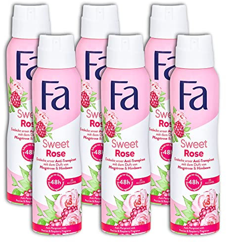 6 er Pack FA Sweet Rose Deodorant Deo Deospray 6 x 150 ml