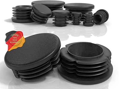 PD® Lamellenstopfen Rund 60mm für Rundrohr - Runde Endkappen aus PE Kunststoff - Rohrstopfen 60mm zur Rohrabdeckung von Stahlrohr, Edelstahlrohr, Alurohr & Aluprofil - Rundstopfen Schwarz - 4 Stück