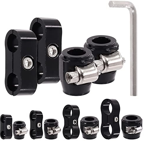 Glarks 5 morsetti 4AN per tubo flessibile e separatore per tubi flessibili con kit di chiavi, morsetti di finitura per tubi flessibili con fascia a vite e morsetto di montaggio in alluminio per tubo