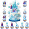34 Stück Schneeflocke Tortendeko, Principessa Kuchen Deko Geburtstagsdeko Schloss Happy Birthday Tortenaufleger Schulkind Cake Topper Geburtstag Deko für Mädchen Jungen Kinder