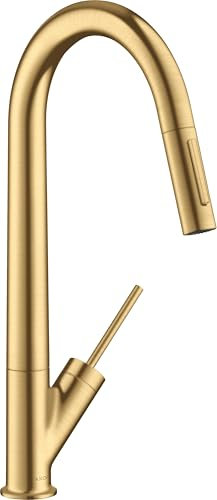 hansgrohe AXOR Starck Einhebel-Küchenmischer 270 mit Ausziehbrause, 10821250, Farbe: Brushed Gold Optic