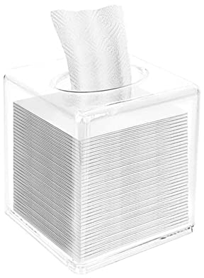 ISAKEN Quadratische Kosmetiktücher Box Acryl Taschentuchbox Transparent Servietten-Aufbewahrungsbox Tissuebox Kosmetiktuchspender für Auto, Badezimmer, Küche, Zuhause