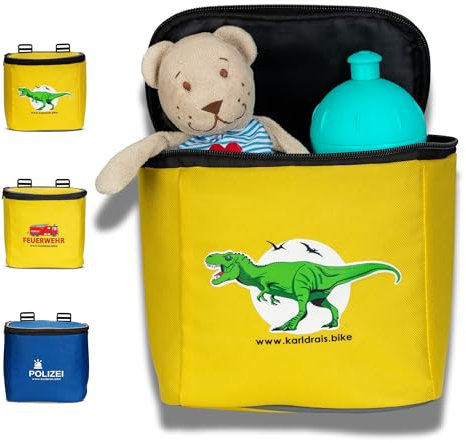 Kinder Lenkertasche mit Verschluss | Laufrad Lenkertasche | Lenkerkorb vorne Fahrrad Lenker Tasche | Fahrradkorb Fahrradtasche Laufradtasche Lenkerkorb | Dreirad Scooter Roller Kinderfahrrad (Dino)