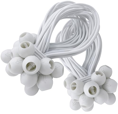 50 Spanngummis mit Kugel in Weiß | Expander Befestigung für Planen, Banner, Anhänger, Zelt, Trampolin usw. | Gummi-Spanner Universal