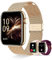 Erkwei Reloj Inteligente Mujer con Llamadas y Whatsapp Notificación, 1,85 HD Smartwatch Mujer para Android iOS 3 Correas Pulsera Actividad con Pulsómetro SpO2 Sueño Función Femenina Podómetro