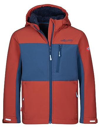 Trollkids Kids Bergsfjord Winter Softshell Jacket 104, red Clay/Mystic Blue