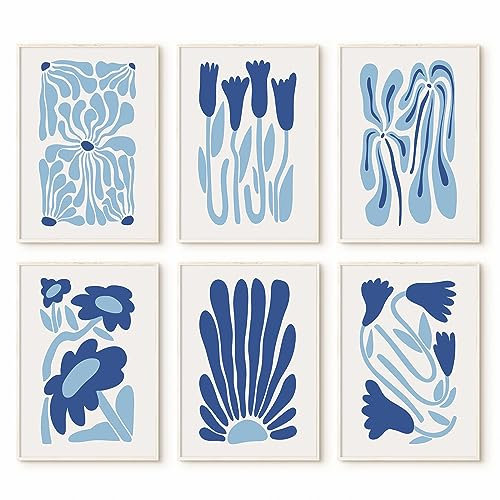 Matisse Flower Wandkunstdrucke Blau Abstrakte Wanddekoration Ästhetische Matisse Leinwand Wandkunst Picasso Galerie Poster Matisse Preppy Bilder Blumengemälde für Badezimmer 20,3 x 25,4 cm ungerahmt 6