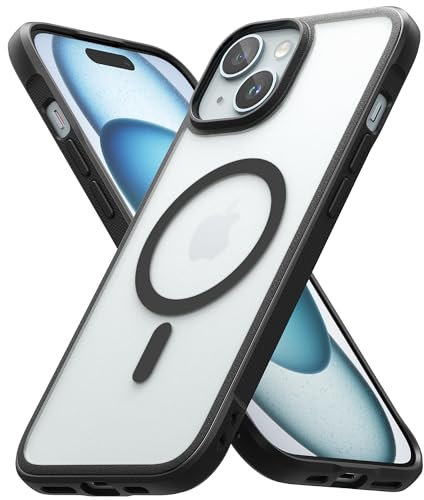 Ringke Fusion Bold [Compatible with MagSafe] Designed for iPhone 15 Plus Case, Anti Fingerprint Translucent PC Back with Protective TPU Frame Cover - Magnetic Matte Black