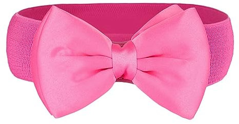 Yurosiay Ceinture à nœud pour femme - Vintage - Élastique - Large ceinture à la taille - Grand nœud - En mousseline de soie - Mode - Élastique - Avec nœud - Pour femme et fille - Rouge rose - 62 cm