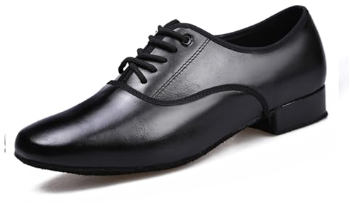 TINRYMX Tanzschuhe latein Herren Atmungsaktiv Tango Salsa ballsaal Tanzschuhe,LHDMD-Schwarz-2.5CM,44EU