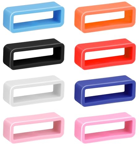 Mozeat Lens Smart Watch Fastener Rings Replacement, 8 Pack 20mm Watch Strap Silicone Security Connector Rubber Watch Band Secure Holder Loops Keeper for Smartwatch Accessories (Multi-Color)