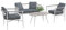 Outsunny 4 TLG. Rattan Gartenmöbel-Set, Sitzgruppe mit Schaukelfunktion, Gartengarnitur mit 1 Couchtisch, 2 Sesseln, 1 Doppelsofa, Kissen, Sitzgarnitur für Garten, Terrasse, Stahl, Grau