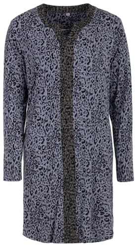 Zeitlos Nachthemd Damen Langarm Leo Schlafshirt All-Over Muster Rundhals Baumwolle, Farbe:grau, Größe:XXL