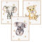 Mutzauber® 3er Set Poster Kinderzimmer A4 | Kinder Wandtattoo | Deko Babyzimmer Jungen Mädchen | Bilder Löwe Elefant Koala ohne Rahmen (Tiere mit Punkten)