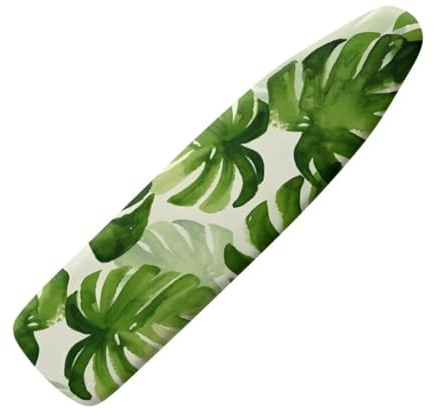 Jeiento Bügelbrettbezug mit grünem Palmblatt, Polsterung mit elastischem Rand, 38,1 x 137,2 cm, Eisenpolsterbezüge, schmutzabweisend und langlebig, gebranntes Polyester, Heimdekoration