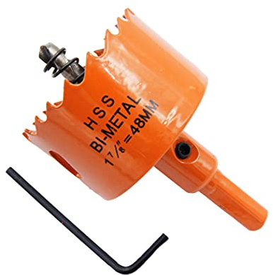 Hole Saw 48mm LAIWEI Hole Cutter, with 1 Drill and 1 Hex Key for Drilling Wood, PVC, etc., Drilling Tools 1-7/8 inch