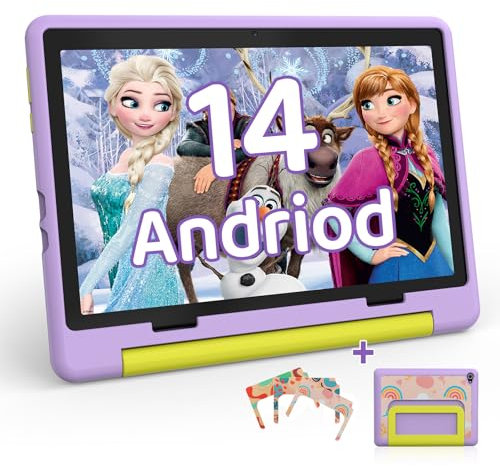 HotLight Android 14 Tablet 10 Zoll Kinder Tablet Octa Core mit OTG Übertragung und Wi-Fi 6G Widevine L1 8GB+64GB+1TB TF Type C Kopfhöreranschluss Gesichtserkennung Lila