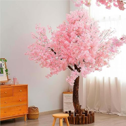GEJLELDS Kirschbaum, Künstlicher Kirschblütenbaum, Simulationsbaum, Innendekoration Gefälschter Pfirsichbaum Wunschbaum Landschaftsgestaltung Gefälschter Baum,Pink,1x0.6m