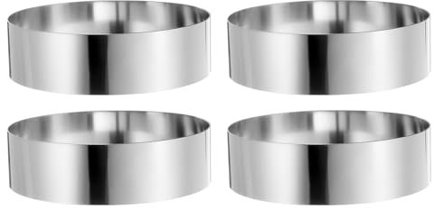 sourcing map 4PCS Round Cake Ring 7 x 2 Inch Seamless Stainless Steel Pastry Mousse Dessert Ring Mirror Coating for Baking Cooking Making Tool