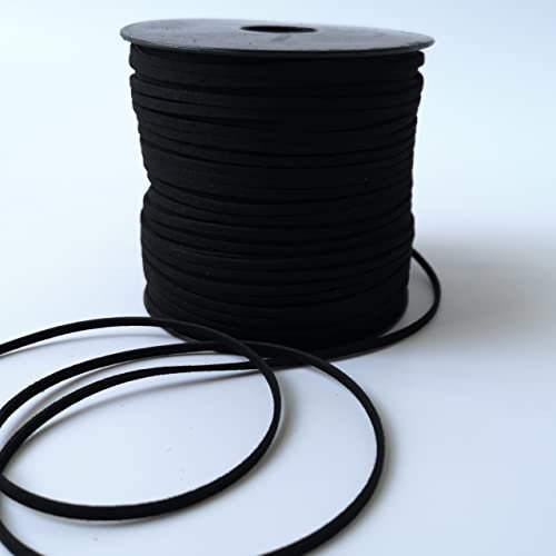Suede Cord Flat Faux Leather String for Jewelry Bracelet Necklace Making Beading Thread DIY Crafts 10m (Black)